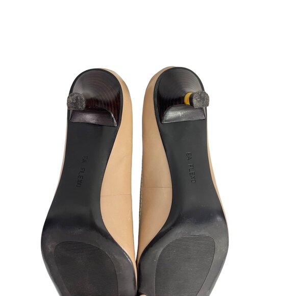 Enzo Angiolini Beige Tan Leather Kitten Heels Classic Women Office Shoes 10 - Picture 6 of 11